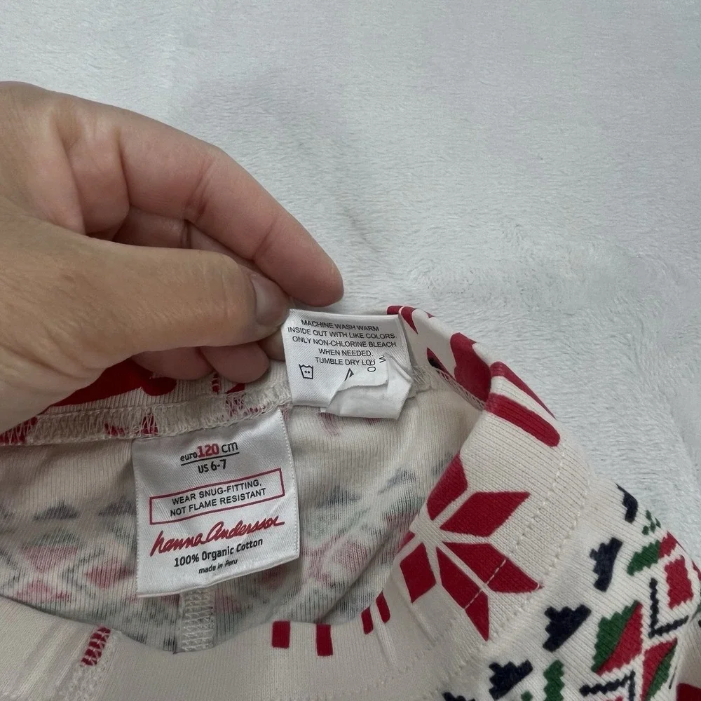 Hanna Andersson Organic Cotton Christmas Pajamas Unisex Kids 6-7 Holiday Winter